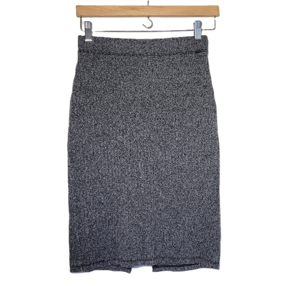Wilfred Free Gray Marl Ribbed Knit Pencil Skirt Slit Midi Size Small